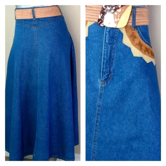 "WESTERN CHIC" VintAge Denim Two-PiEcE Skirt Set - Picture 12 of 15